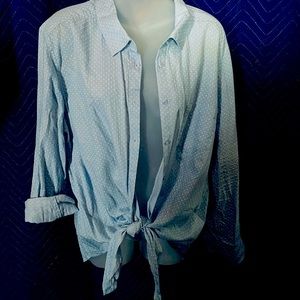Faded glory 100% cotton button up and tie up blouse.